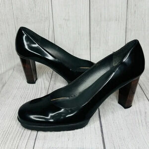 Stuart‎ Weitzman Black Patent Leather Platform Round Toe Tortoise Size 8.5N